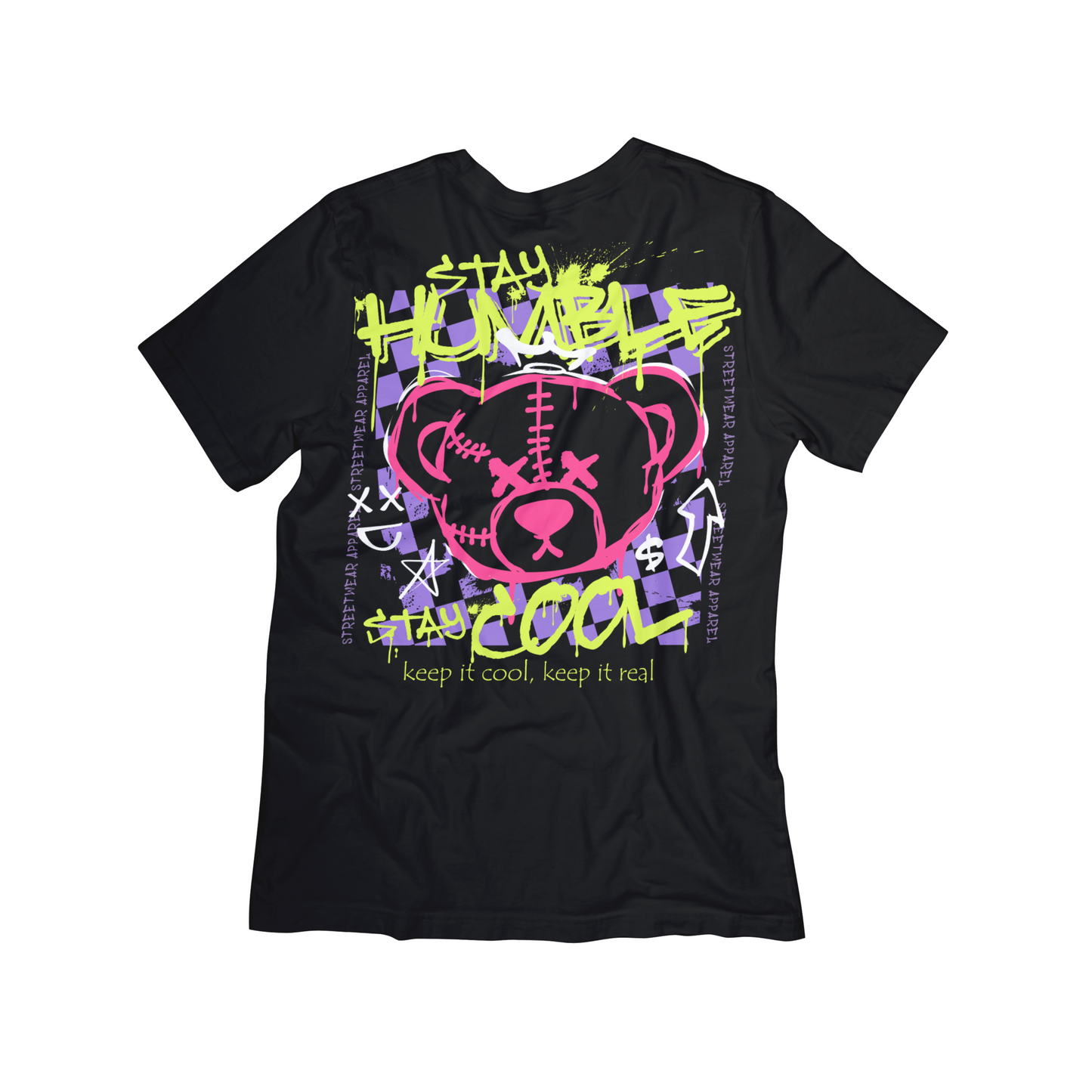 Stay Humble Stay Cool Graffiti Bear Graphic Tee