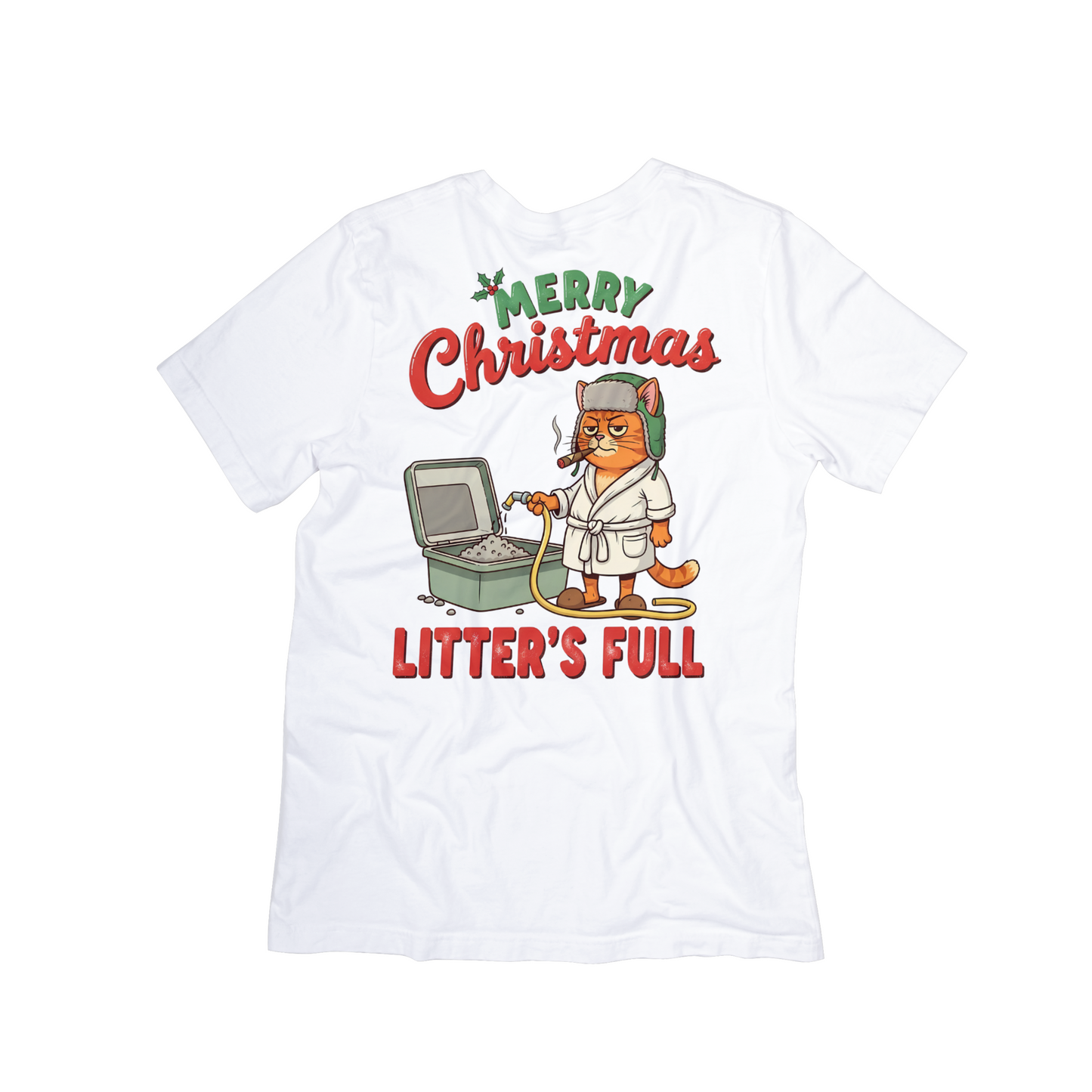“Litter’s Full” Funny Cat Christmas Tee