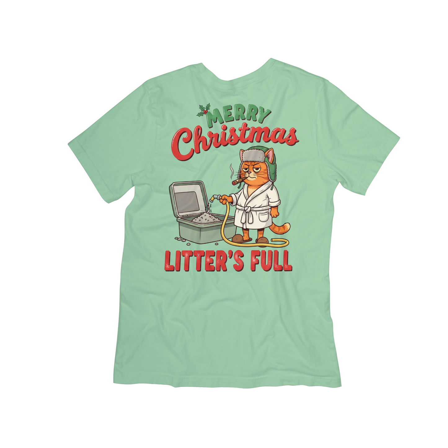 “Litter’s Full” Funny Cat Christmas Tee