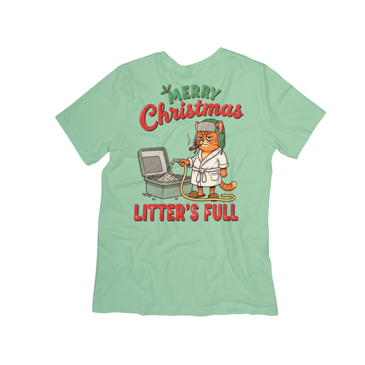 “Litter’s Full” Funny Cat Christmas Tee