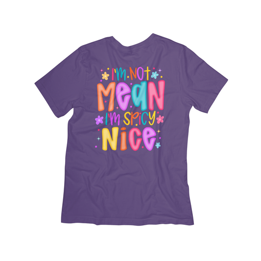 “I’m Not Mean, I’m Spicy Nice” Graphic Tee – Bright & Playful Retro Shirt