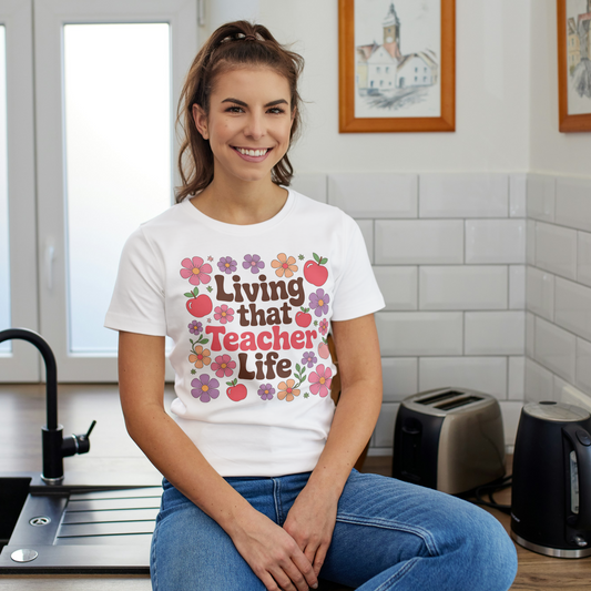 Living That Teacher Life Retro Floral Tee