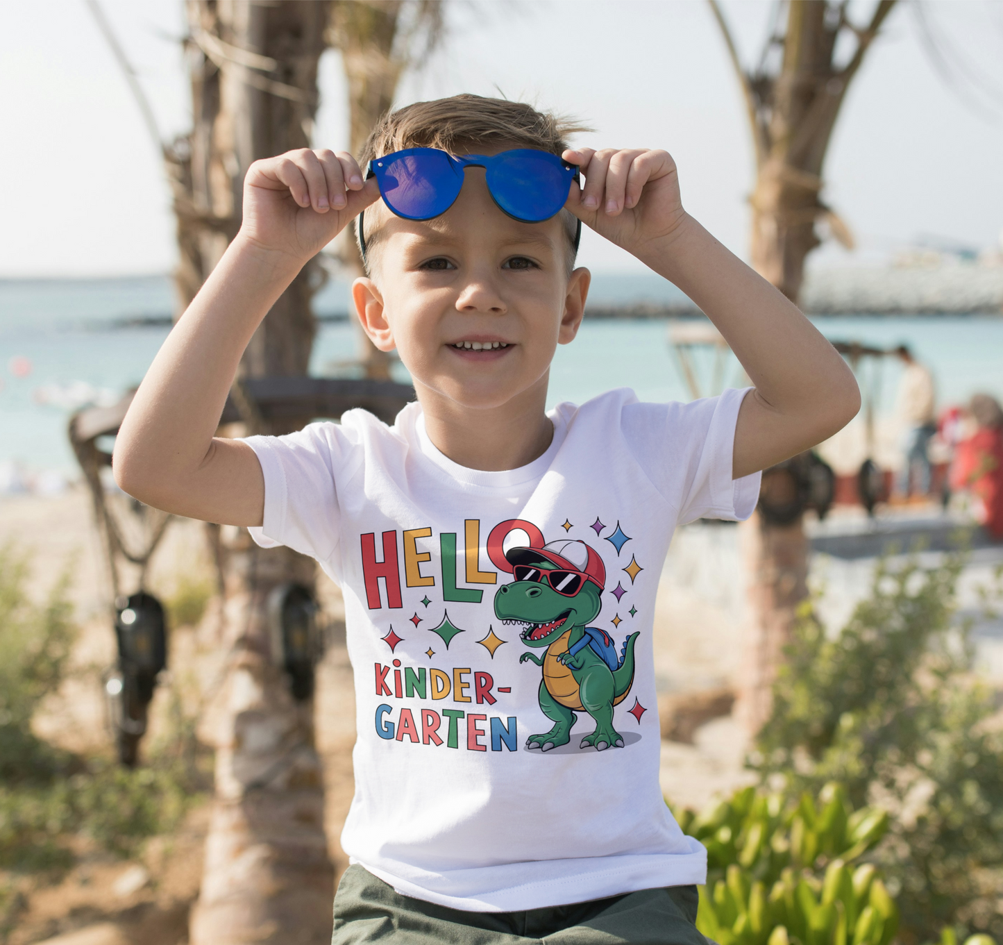 Hello Kindergarten Dinosaur Kids T-Shirt – Back to School Tee