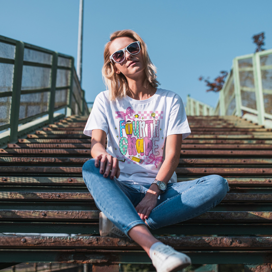 Hello Fourth Grade Tee – Colorful Back to School Shirt for Teachers