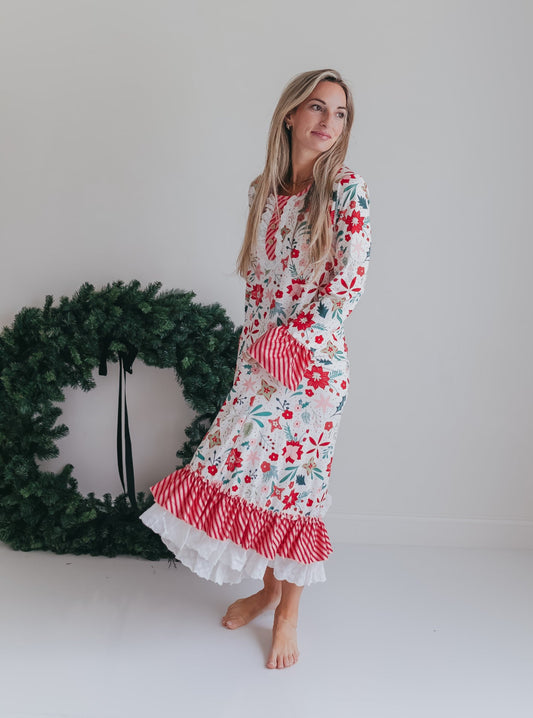 Women's Christmas Flower Lounge Gown