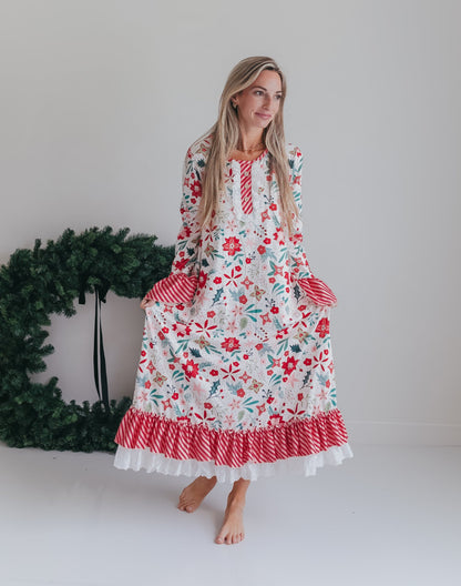 Women's Christmas Flower Lounge Gown