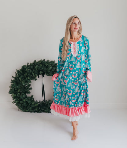 Women's Pink Teal Nutcracker Lounge Gown