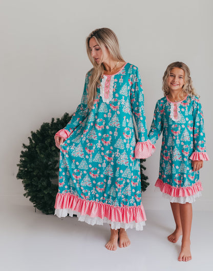 Women's Pink Teal Nutcracker Lounge Gown