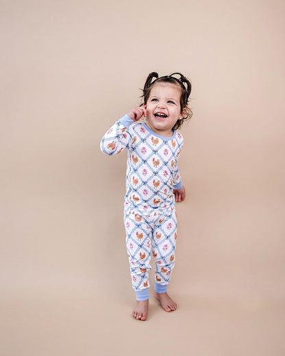Bamboo Two Piece Set | Chickens & Flowers