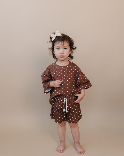 Shorts Set | Brown Polka Dots