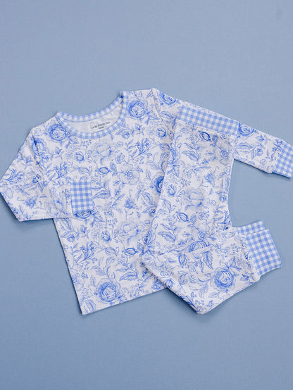 Bamboo Two Piece Set | Blue Flowers