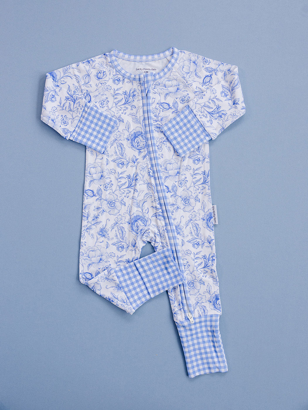 Bamboo Zip Romper | Blue Flowers