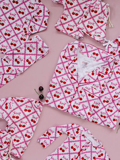 Bamboo Women's Button Up Set | Cherry Bow