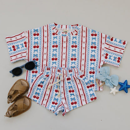 Shorts Set | Cherries & Stripes