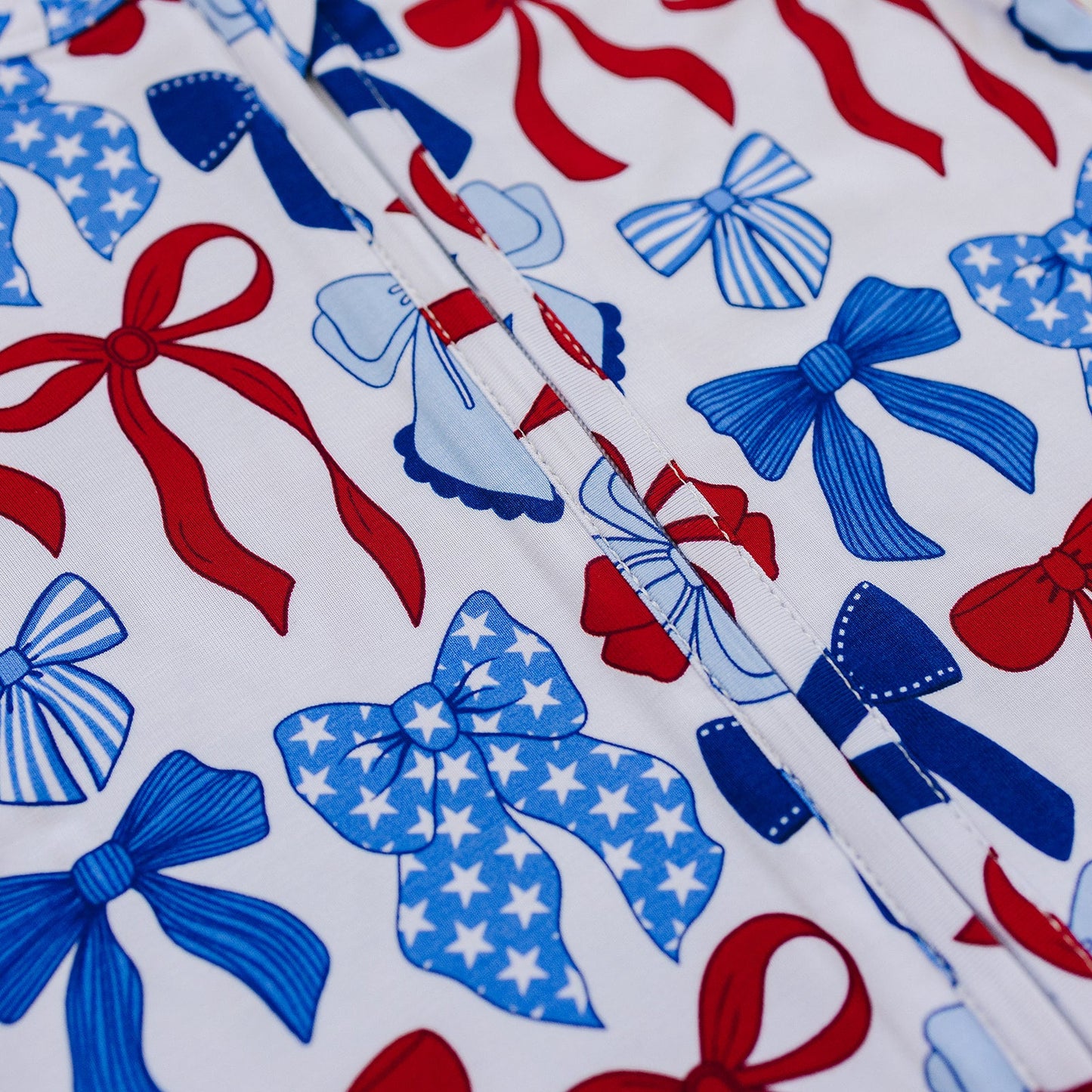 Bamboo Shorty Romper  | Red-White & Bows