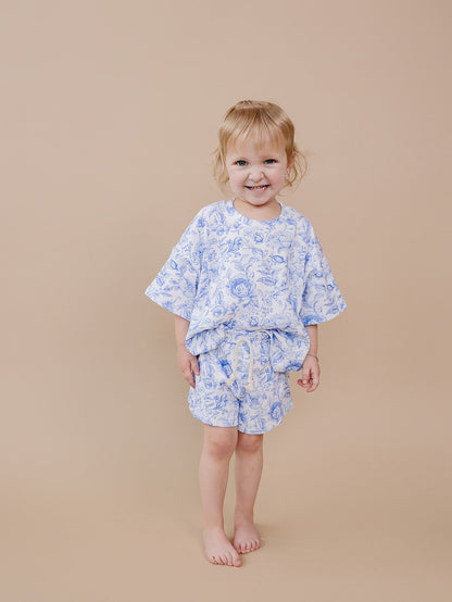 Shorts Set | Blue Flowers