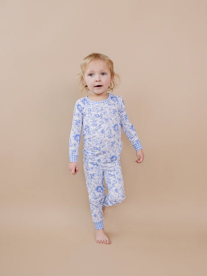 Bamboo Two Piece Set | Blue Flowers