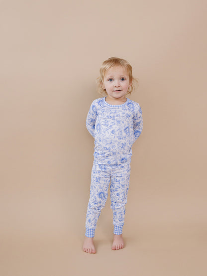 Bamboo Two Piece Set | Blue Flowers