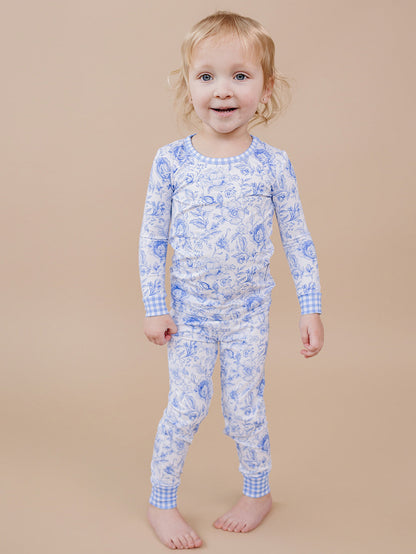 Bamboo Two Piece Set | Blue Flowers