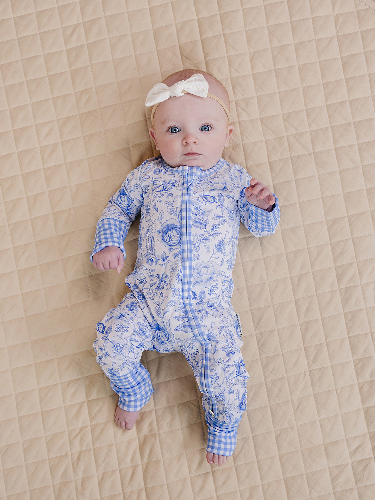 Bamboo Zip Romper | Blue Flowers
