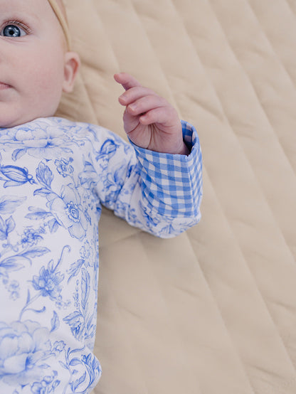 Bamboo Zip Romper | Blue Flowers