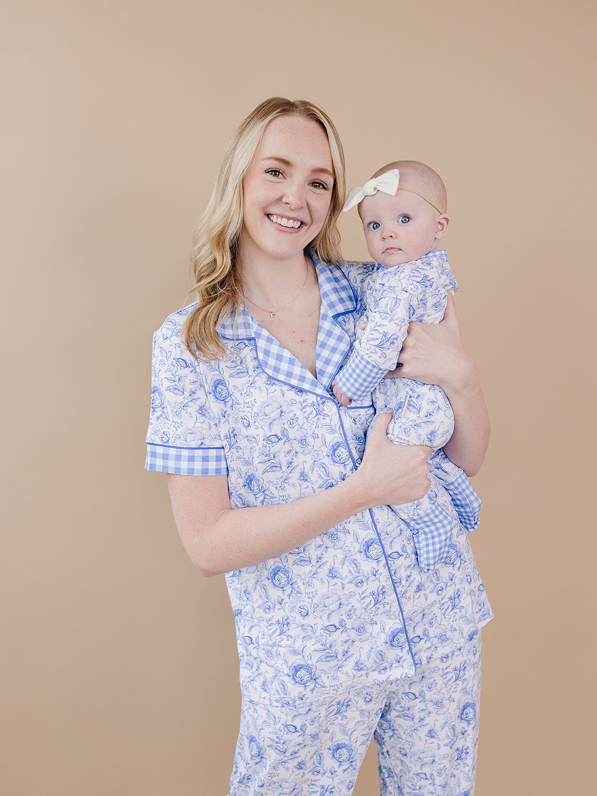 Bamboo Women's Button Up Set | Blue Flowers