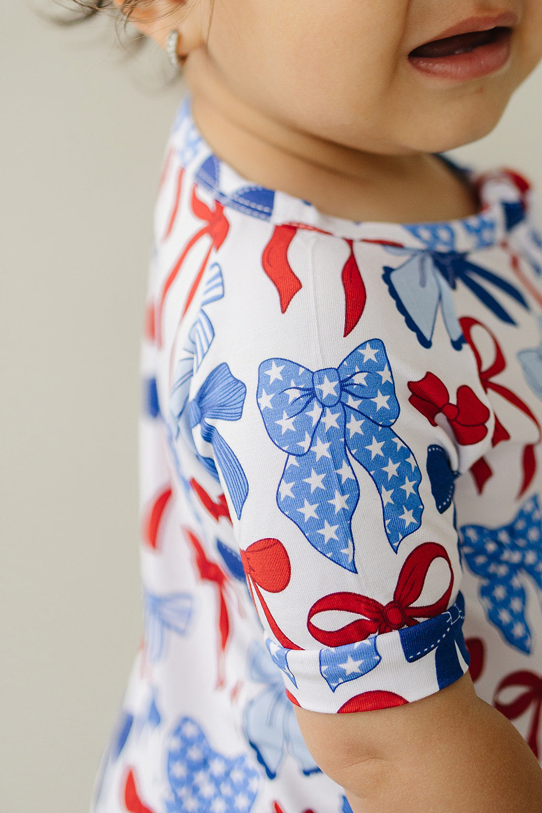 Bamboo Shorty Romper  | Red-White & Bows