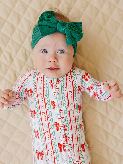 Bamboo Zip Romper | Retro Candy Cane