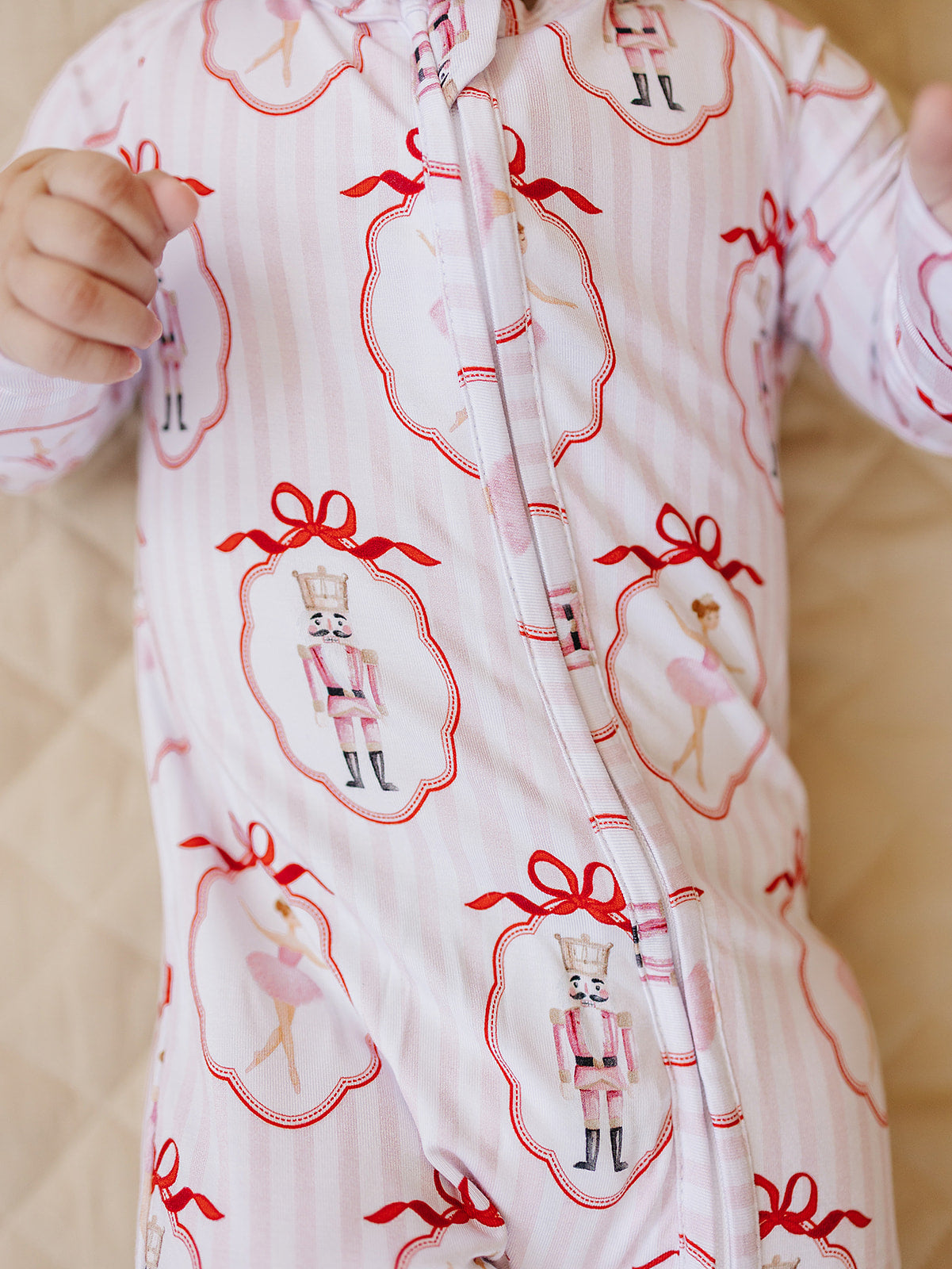 Bamboo Zip Romper | Pink Nutcracker