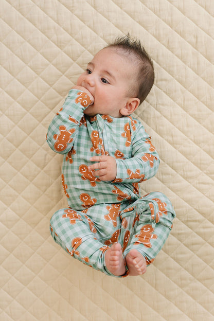 Bamboo Zip Romper | Gingerbread Gingham