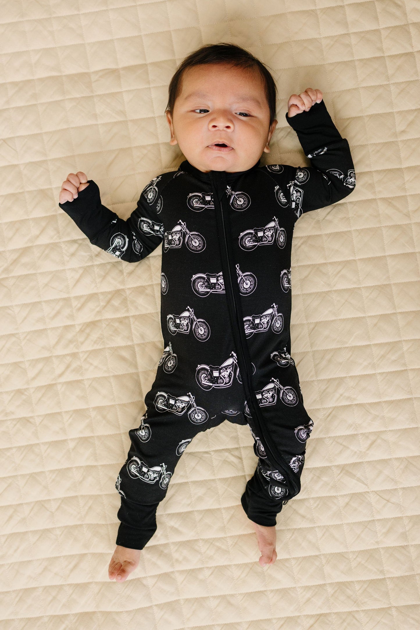 Bamboo Zip Romper | Born to Ride Black