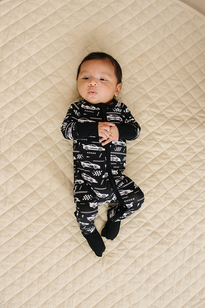 Bamboo Zip Romper | Race Cars