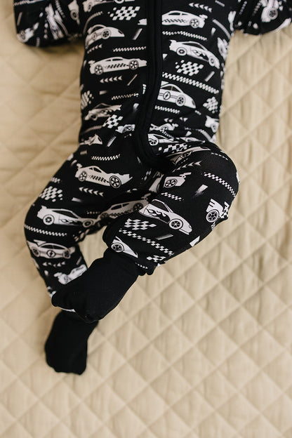 Bamboo Zip Romper | Race Cars