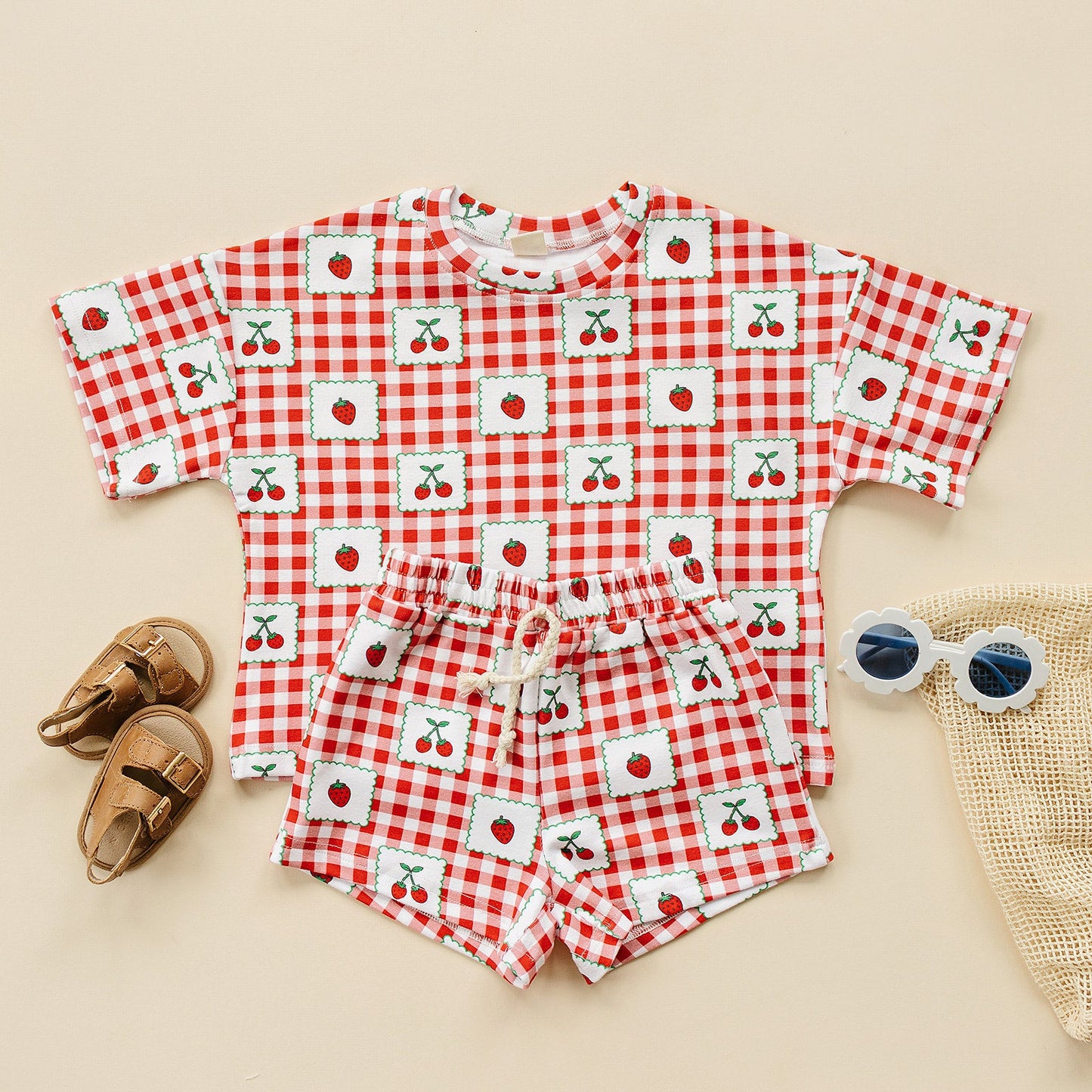 Shorts Set | Strawberry Gingham