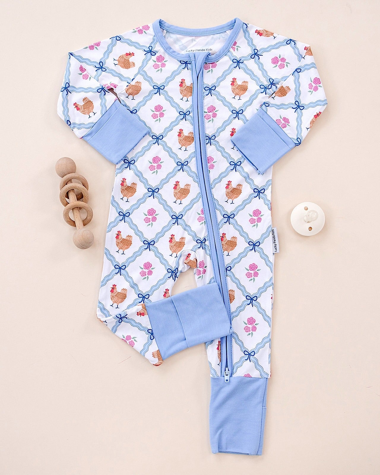 Bamboo Zip Romper | Chickens & Flowers