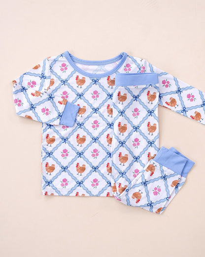 Bamboo Two Piece Set | Chickens & Flowers