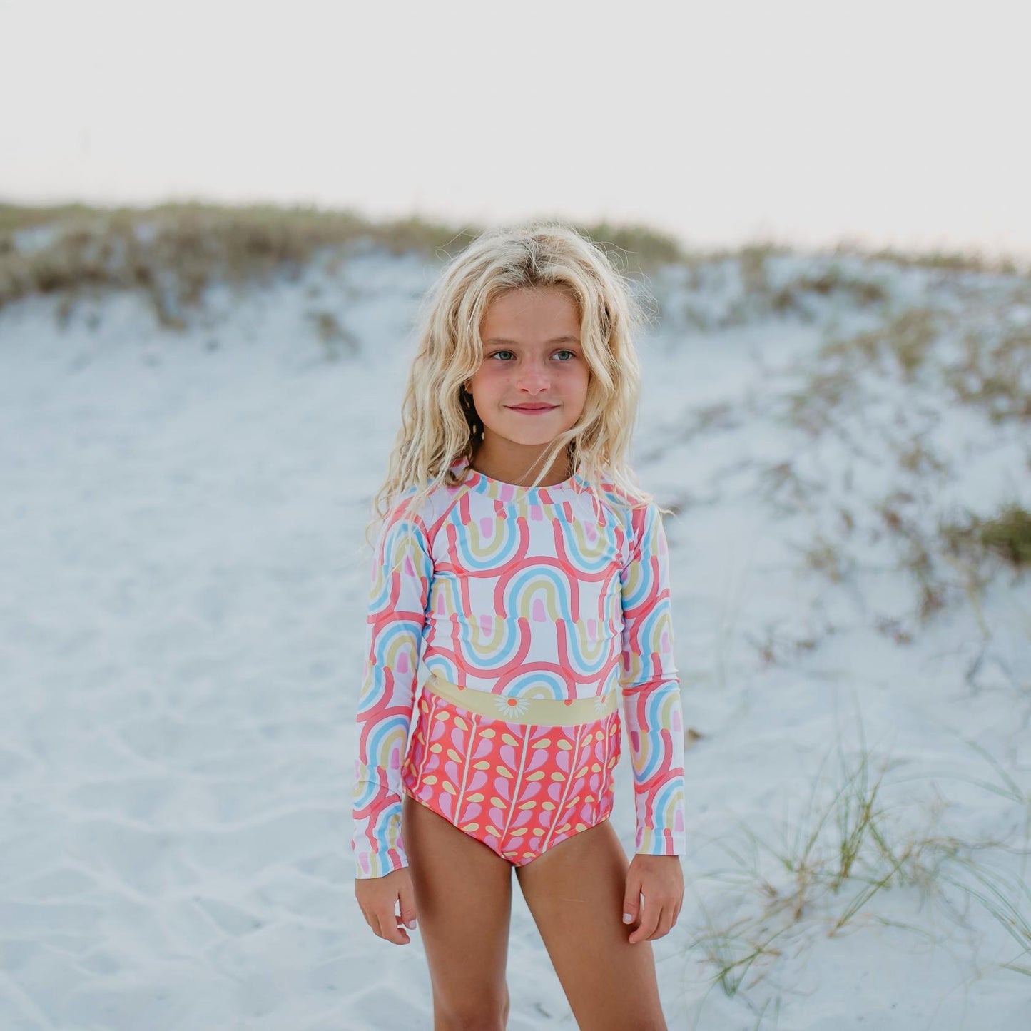 Lainey Zip Rash Rainbow Row Swimsuit