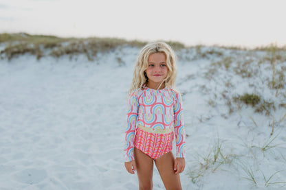 Lainey Zip Rash Rainbow Row Swimsuit