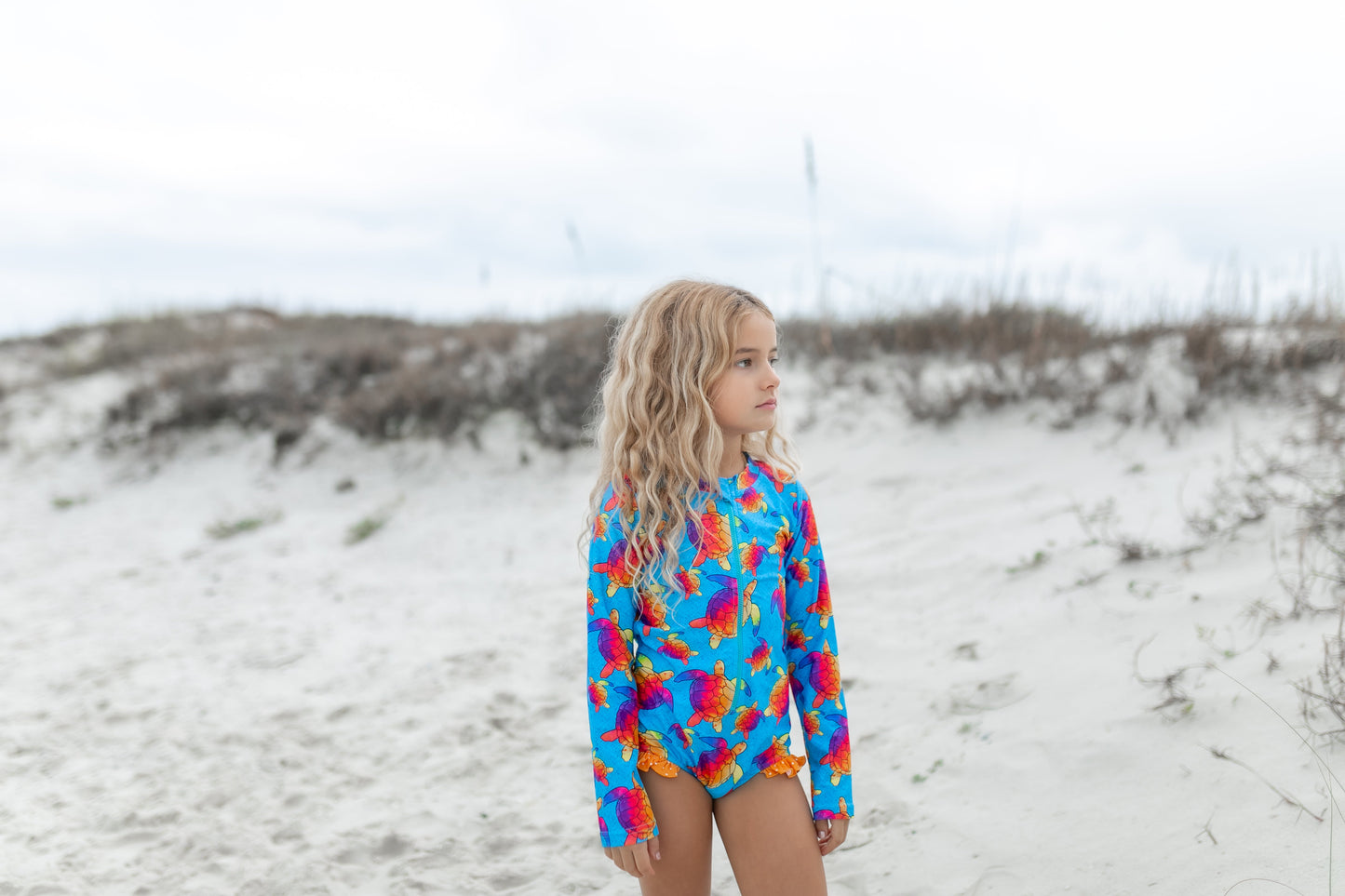 Mia Blue Rainbow Turtle Zip Swimsuit