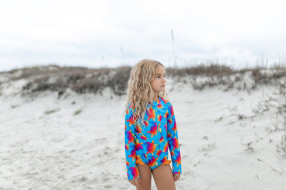 Mia Blue Rainbow Turtle Zip Swimsuit