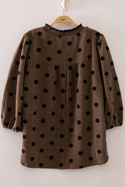 Polka Dot Puff Sleeve Top