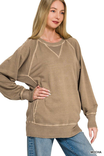 Pigment Dyed French Terry Pullover With Pockets