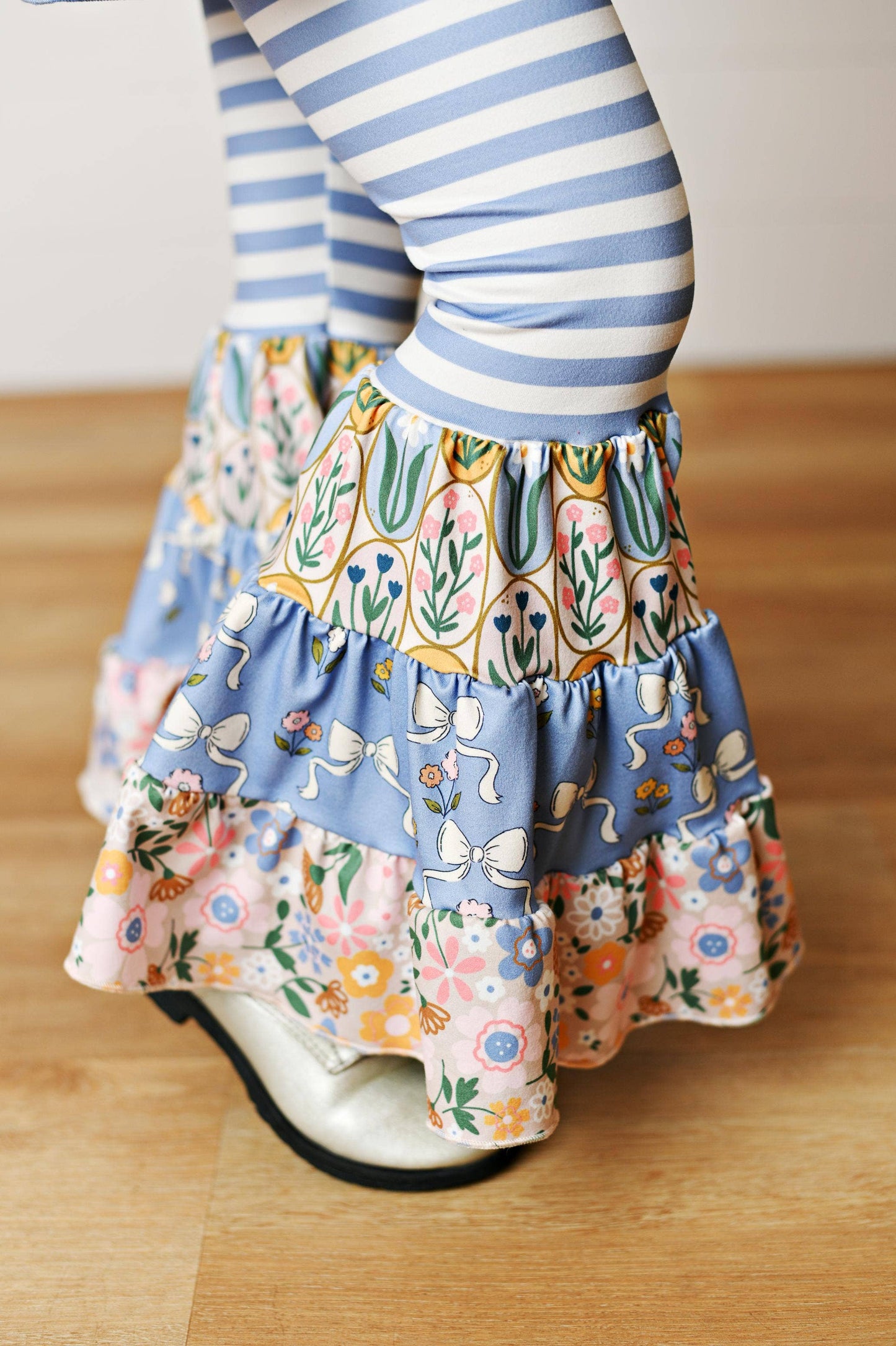 Girls Lucy Blue Pink Bow Bell Fall Winter Pant Set
