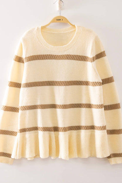 Stripe Peplum Knit Sweater