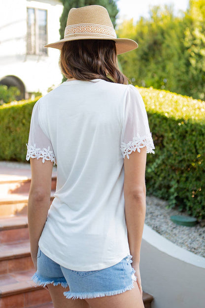 Mesh Flutter Sleeve Knit Jersey Top-2 Colors