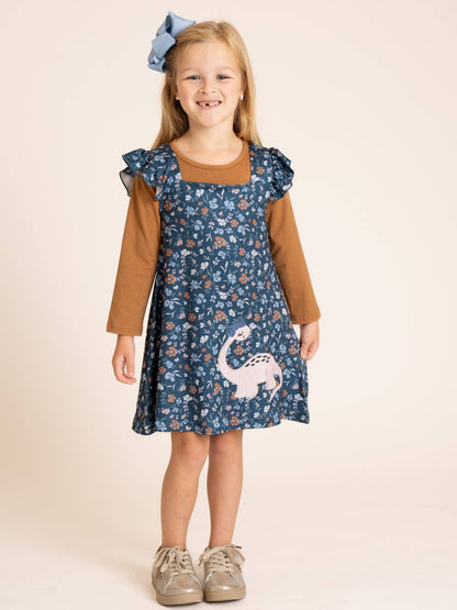 Dino Petal Embroidered Ruffle Dress