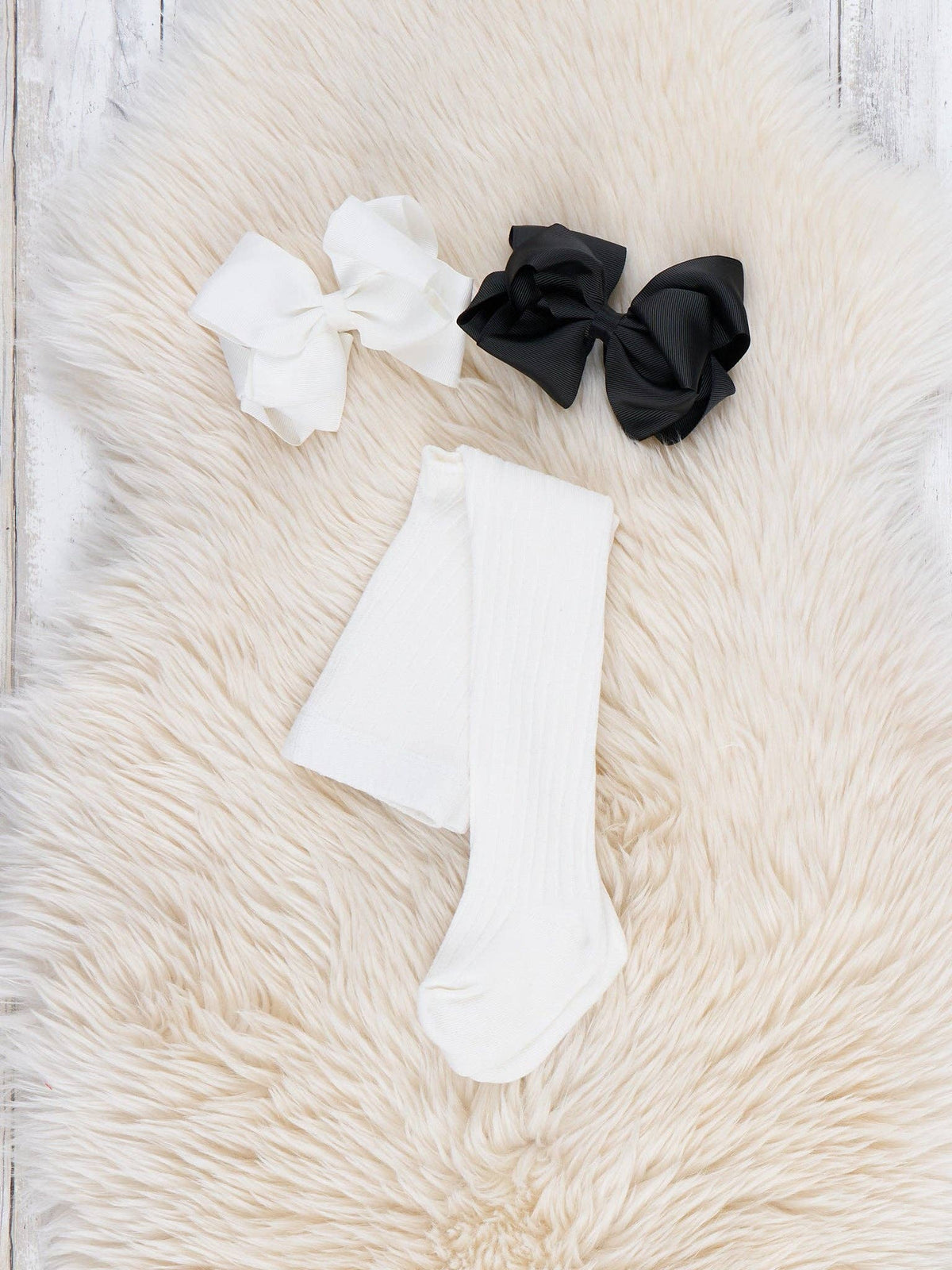 Classic Ribbed Tights - White