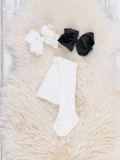Classic Ribbed Tights - White