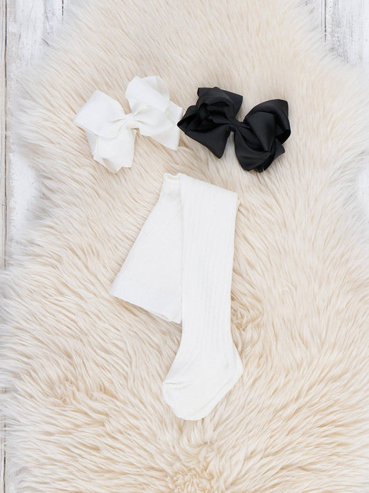 Classic Ribbed Tights - White