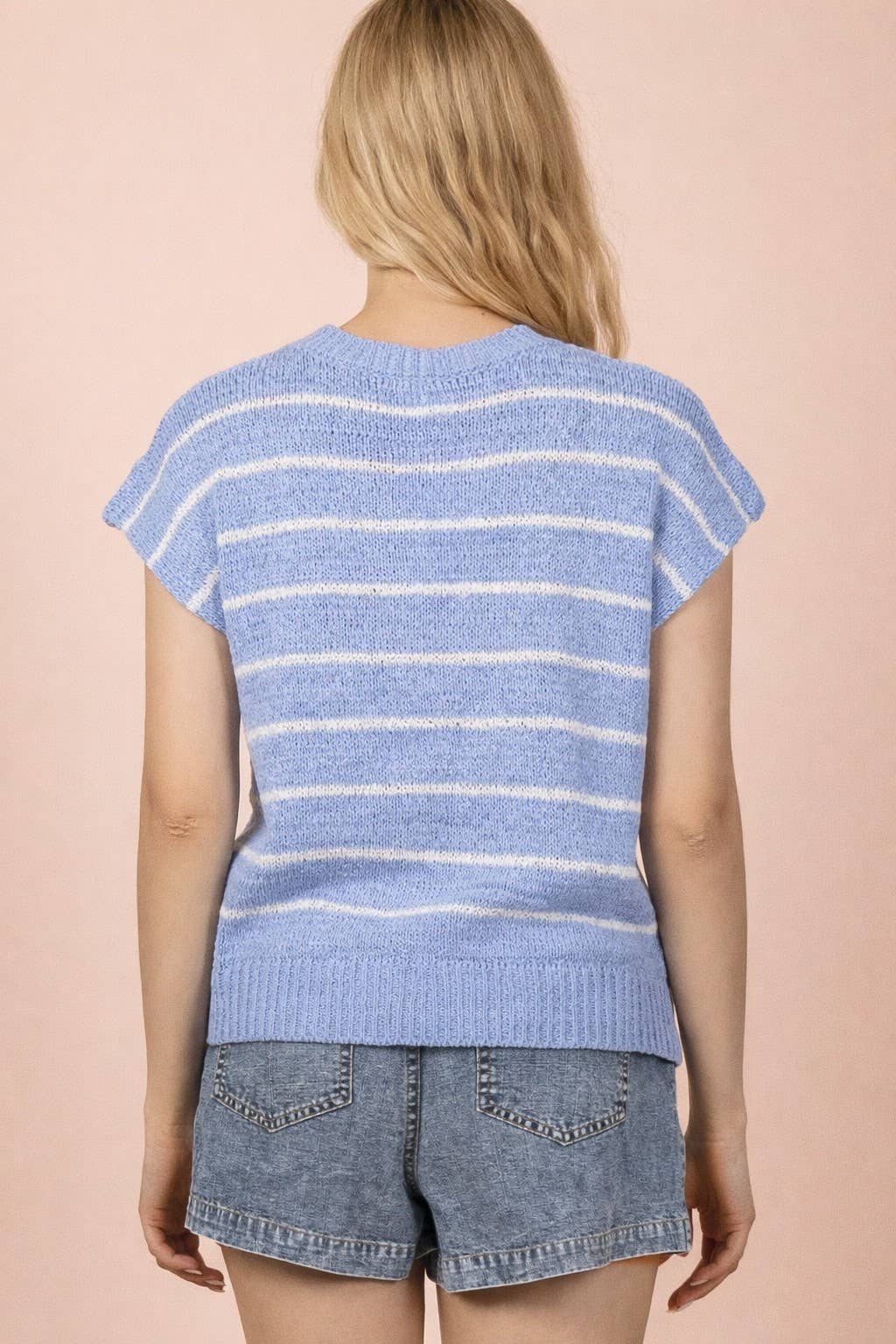 Striped Knit Sweater Vest Top